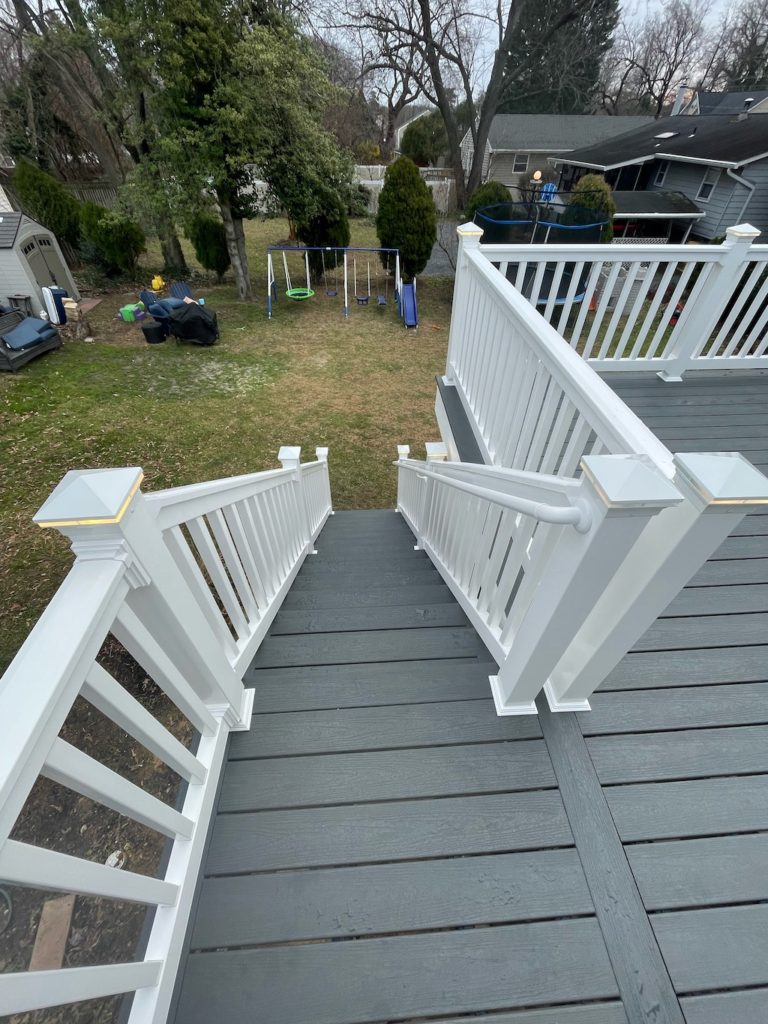 Trex deck with railing lights