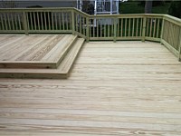 <b>2 level wood deck with platform steps and wood railing</b>