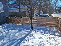 <b>3'h Cedar Horizontal Fence wDog Eared Post Mixed 1x6  1x4  & 1x2 Pickets Runners w Spacing with matching 3 foot walk gate with Standard Hardware</b>