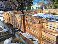 <b>3'h Cedar Horizontal Fence wDog Eared Post Mixed 1x6  1x4  & 1x2 Pickets Runners w Spacing with matching 3 foot walk gate</b>