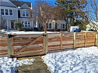 <b>3'h Cedar Horizontal Fence wDog Eared Post Mixed 1x6  1x4  & 1x2 Pickets Runners w Spacing with matching 5 foot walk gate with standard hardware</b>