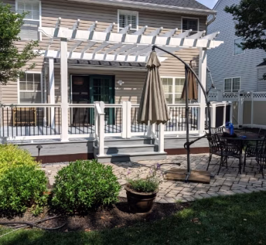 beautiful composite deck with a pergola