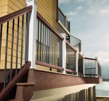deck railing on the side of a house