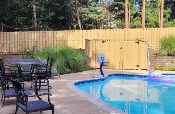 wood pool fence