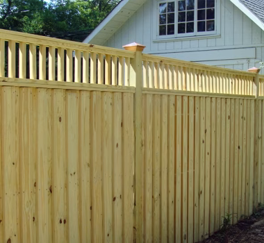privacy board and batten wood fence closed spindle top