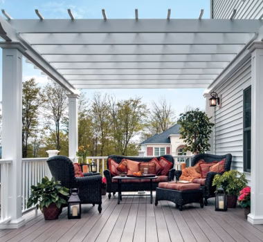 Vinyl Pergola on Composite Deck