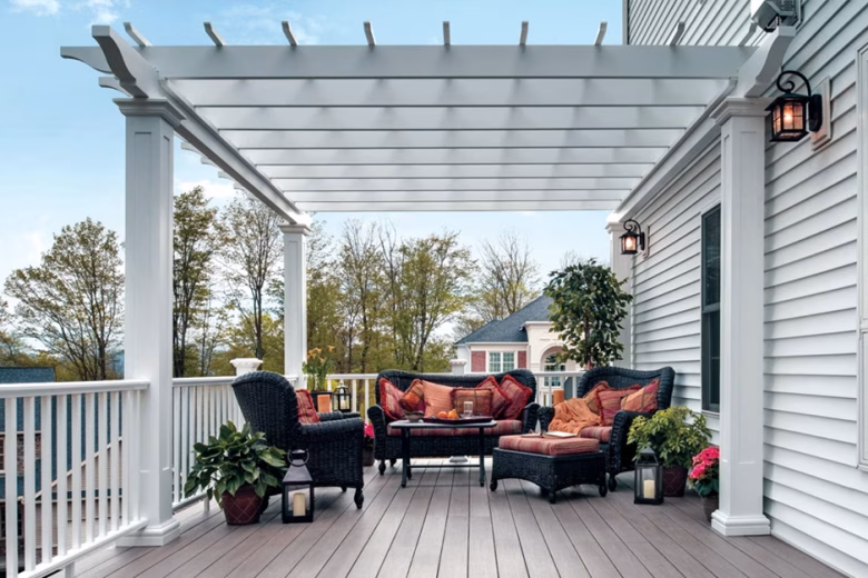 Vinyl Pergola on Composite Deck