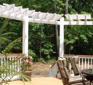 Trellis over deck stairs and railing