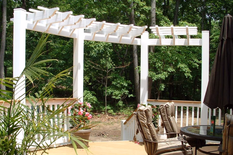 Trellis over deck stairs and railing