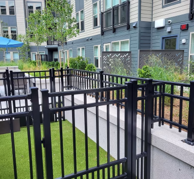 Aluminum Juliette & Balcony Railing and Aluminum Fencing & Gates for Dog Park at Multifamily Complex