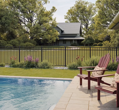5ft 3-Rail Flat Bottom Manchester Black Aluminum Fence