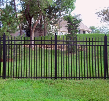 3-Rail Pressed Spear Newcastle Double-Picket Black Aluminum Fence