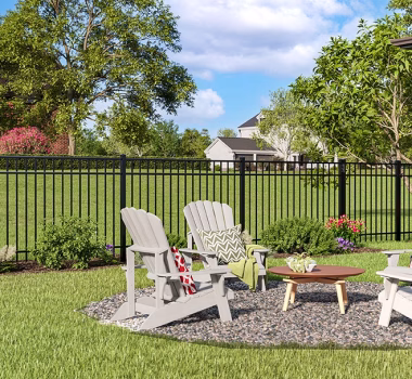 Black 3-Rail Flat Top Manchester Aluminum Fence
