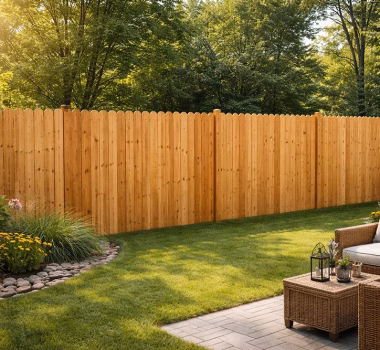 Dogear Picket Cedar Vertical Board Privacy Fence