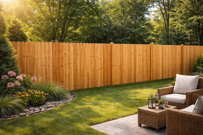 Dogear Picket Cedar Vertical Board Privacy Fence