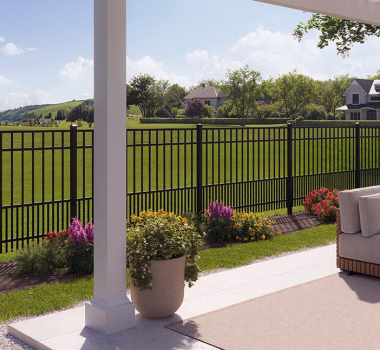 Flat Top Puppy Picket Black Aluminum Fence