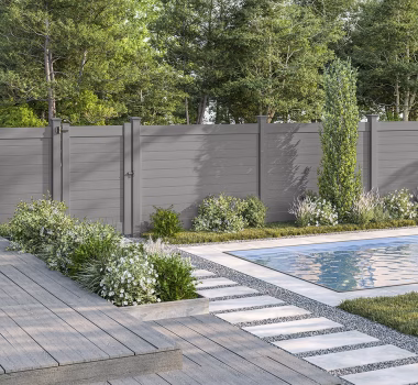 Horizontal Privacy Gray Vinyl Fence