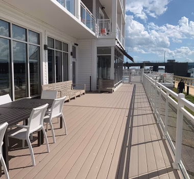 Composite Decking and Glass Panel Aluminum Railing in Ocean City MD