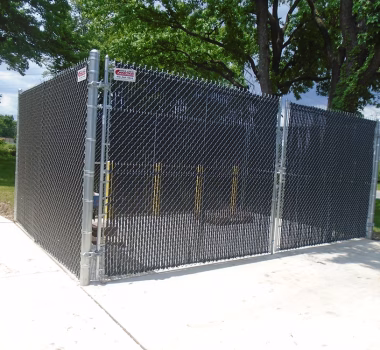 Chain Link & Slat Dumpster Enclosure in Baltimore MD