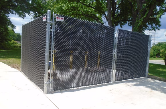 Chain Link & Slat Dumpster Enclosure in Baltimore MD