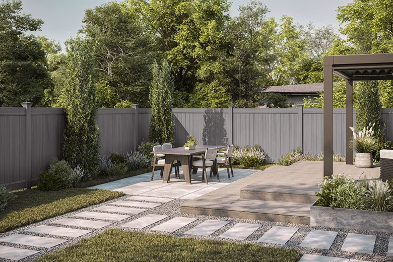 Vertical Coastal Cedar Vinyl Privacy Fence