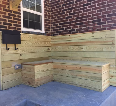 Pressure Treated Wood Decking on the Walls of the Front of the Homes at Lyons Estate in Baltimore MD