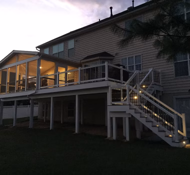 Screened Porch and Deck Project with Light Package in Severn MD