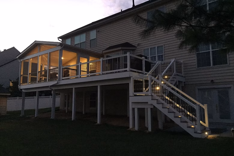 Screened Porch and Deck Project with Light Package in Severn MD