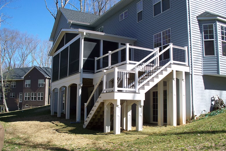 Screened Room and Deck with Vinyl Wrapped Beams and Support Posts