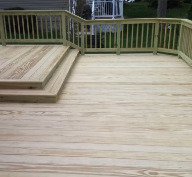 Pressure Treated Wood Deck with Wood Railing