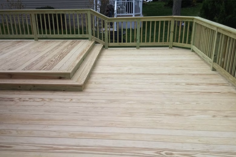 Pressure Treated Wood Deck with Wood Railing