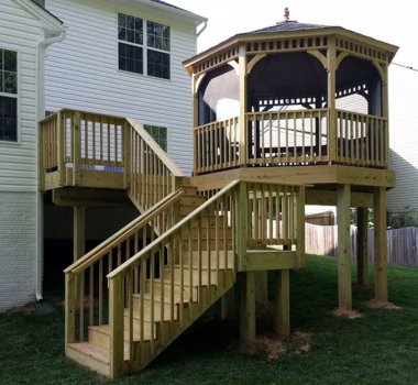 Wood Deck with Screened Gazebo