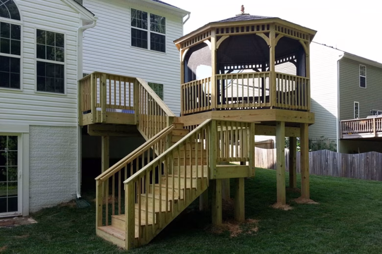 Wood Deck with Screened Gazebo