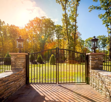 arched double aluminum estate gate