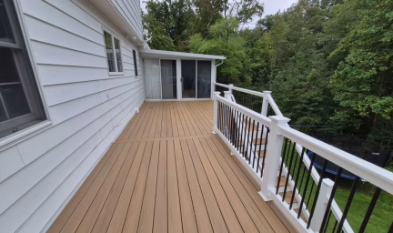 new Timbertech deck from the side of the deck