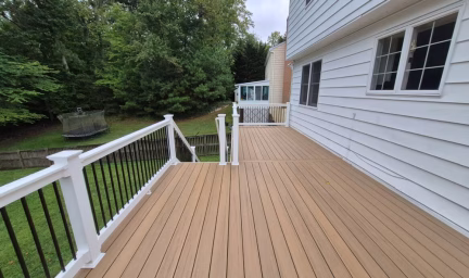 new Timbertech deck from the side of the deck