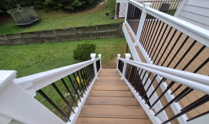 new Timbertech deck and staircase going down