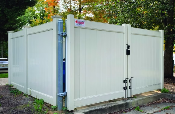 commercial white dumpster enclosure