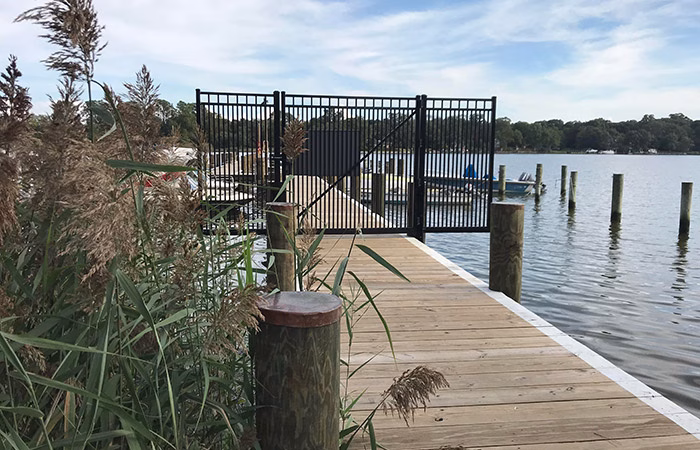 security fence on a dock