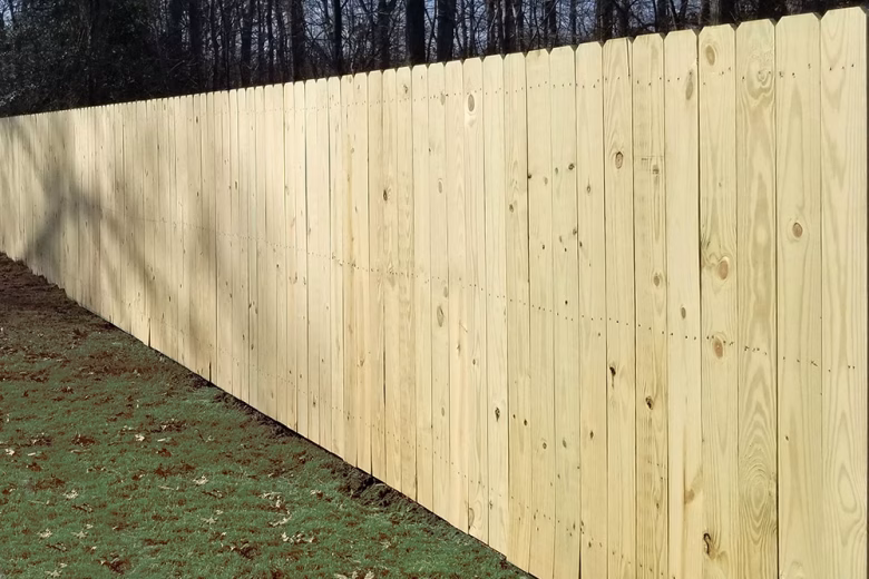 Dogear picket pressure treated wood privacy fence