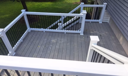 looking down at the middle level of the deck