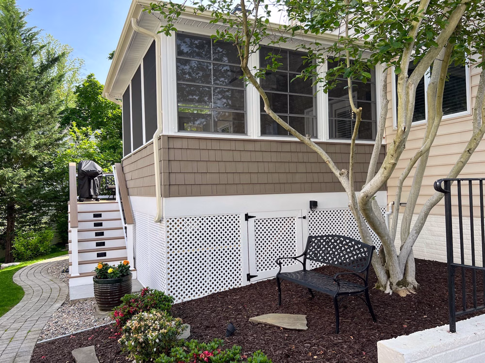 Refurbished Porch with stairs and screened porch