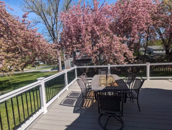 gray Timbertech deck detail with railing
