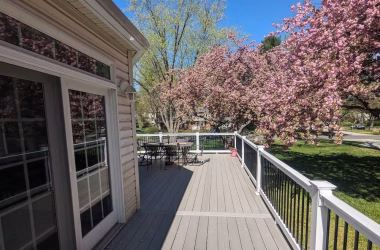 gray Timbertech deck detail with railing