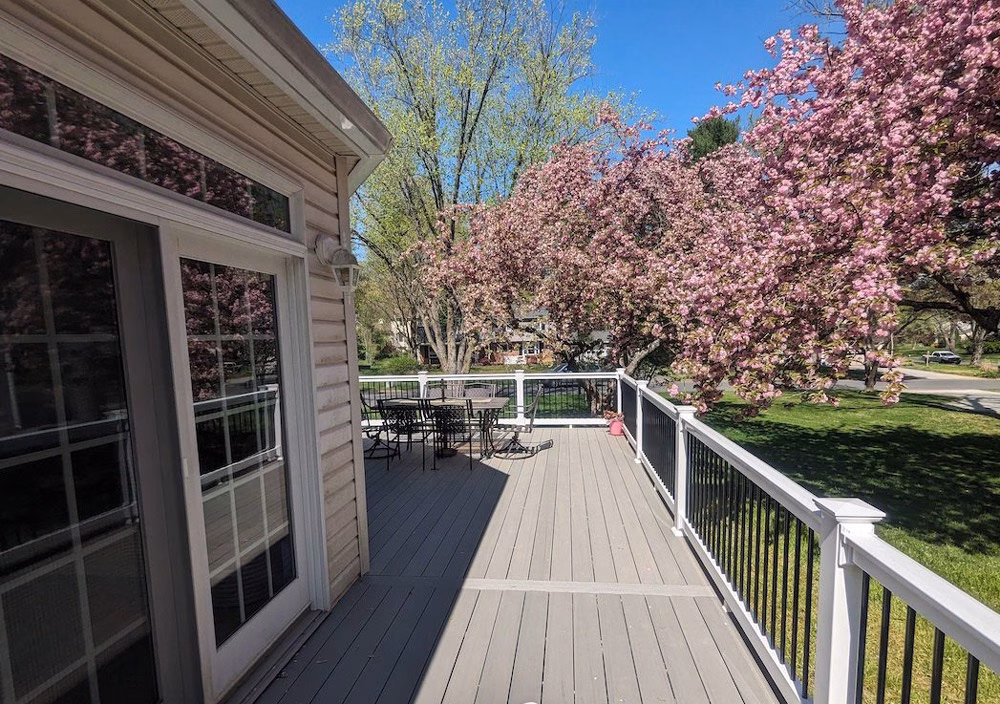 gray Timbertech deck detail with railing
