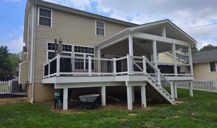 Trex deck and porch from the backyard