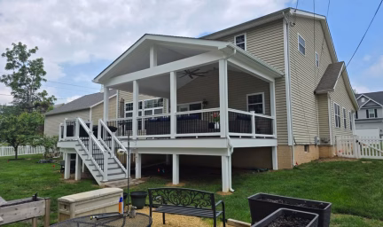 Trex deck and porch from the side of the yard