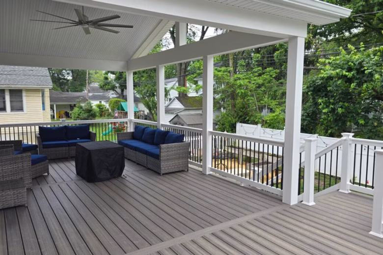Trex deck with covered porch