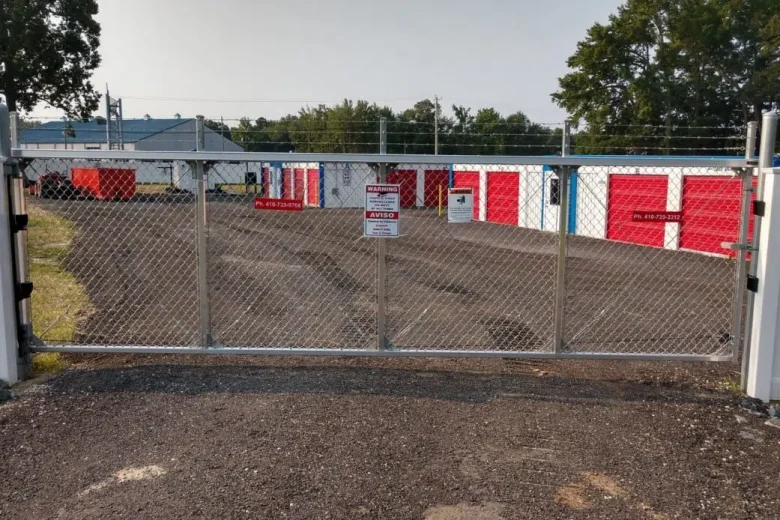 Chain Link Control Access Drive Gate at Storage Units